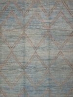 Artistic Light Blue Abrash Background Brown Geometric Diamond Pattern Modern Area Rug Artistic Light Blue Abrash Background Brown Geometric Diamond Pattern Modern Area Rug #11503 by Nazmiyal Antique Rugs