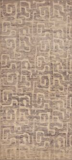 Artistic Modern Gallery Size Soft Neutral Color Tribal Design Area Rug 11002 by Nazmiyal Antique Rugs