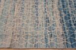 Border of Artistic Light Blue Abrash Background Color Modern Tribal Geometric Pattern Modern Area Rug 11282 by Nazmiyal Antique Rugs