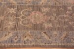 Border of Casual Oushak Design Brown Earth-Tone Color Floral Modern Hallway Runner Rug 11209 by Nazmiyal Antique Rugs