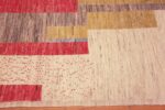 Border of Light Cream Background Art Deco Color Block Design Contemporary Modern Area Rug 11258 at Nazmiyal Antique Rugs