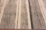 Border of Cream And Black Handmade Wool Pile Abstract Contemporary Modern Area Rug 11537 by Nazmiyal Antique Rugs