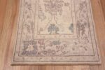 Border of Decorative Soft Color Modern Tribal Turkish Oushak Design Hallway Runner Rug 11204 by Nazmiyal Antique Rugs
