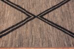 Border of Facinating Geometric Chevron Design Square Shape Grey Color Modern Area Rug #11392 by Nazmiyal Antique Rugs