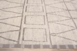 Border of Geometric Ivory Modern Contemporary Decorative Area Rug 11879 by Nazmiyal Antique Rugs