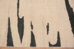 Border of Handmade Cream Charcoal Brown Wool Modern Abstract Area Rug 11408 by Nazmiyal Antique Rugs