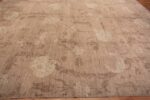 Border of Handmade Modern Neutral Brown Pomegranate Design Wool Area Rug 11730 by Nazmiyal Antique Rugs