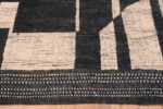 Border of Jaw Dropping Large Size Bold Charcoal and Cream Color Modern Geometric Hollywood Regency Style Area Rug 11827 by Nazmiyal Antique Rugs