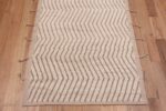 Border of Light Neutral Wavy Geometric Chevron Design Runner Rug 11138 by Nazmiyal Antique Rugs