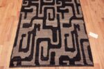 Border of Modern Contemporary Bold Graphic Black And Grey Runner Rug 11179 by Nazmiyal Antique Rugs