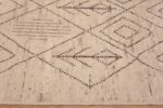 Border of Captivating and Decorative Modern Ivory Cream Tribal Geometric Moroccan Beni Ourain Design Rug 11485 by Nazmiyal Antique Rugs