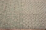 Border of Facinating Modern Neutral Grey With Seafoam Color Abrash Geometric Tribal Design Large Square Size Area Rug 11740 by Nazmiyal Antique Rugs