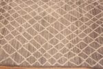 Border of Modern Room Size Grey Abrash Background Ivory Tribal Geometric Honeycomb Pattern Area Rug 11251 by Nazmiyal Antique Rugs