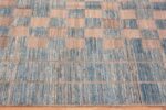 Border of Beautiful And Artistic Modern Tribal Geometric Checkboard Design Light Blue And Neutral Room Size Area Rug 11400 by Nazmiyal Antique Rugs