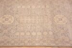 Border of Soft Grey Neutral Color Khotan Pomegranate Design Modern Hallway Runner Rug 11213 by Nazmiyal Antique Rugs