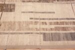 Border of Beautiful Tribal Geometric Design Warm Neutral Light Cream Earthy Grey Modern Large Room Size Square Shape Rug 11716 by Nazmiyal Antique Rugs