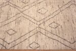 Border of Tribal Geometric Moroccan Berber Beni Ourain Inspired Design Modern Cream Color Area Rug 11413 by Nazmiyal Antique Rugs