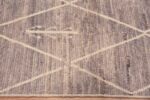 Border of Tribal Neutral Earthy Grey Color Geometric Design Hallway Runner Rug 11175 by Nazmiyal Antique Rugs