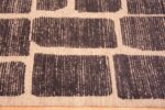 Border of Tribal Primitive Geometric Block Design Charcoal and Cream Color Modern Hallway Runner Rug 11171 by Nazmiyal Antique Rugs