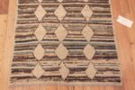 Bottom of Earthy Brown Modern Tribal Geometric Hallway Runner Rug 11081 by Nazmiyal Antique Rugs