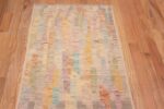 Bottom of Grey Background Rustic Tribal Geometric Design Modern Hallway Runner Rug 11027 by Nazmiyal Antique Rugs