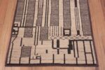 Bottom of A Facinating Light Cream Color Background Tribal Geometric Modern Contemporary Hallway Runner Rug 11087 by Nazmiyal Antique Rugs