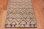 Bottom of Light Ivory Cream Color Background Soft Neutral Tribal Geometric Chevron Pattern Modern Hallway Runner Rug 11086 by Nazmiyal Antique rugs
