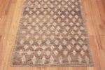 Bottom of Neutral Earthy Color Tribal Geometric Design Modern Hallway Runner Abrash Rug 11089 by Nazmiyal Antique Rugs