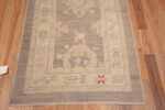 Bottom of Soft Light Gray Pastel Color Tribal Geometric Turkish Oushak Design Modern Hallway Runner Rug 11202 by Nazmiyal Antique Rugs