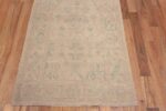 Bottom of Wonderfully Decorative and Calming Soft Pastel Ivory Cream Color Modern Turkish Oushak Design Runner Rug 11199 by Nazmiyal Antique Rugs