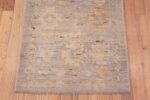Bottom of Tribal Geometric Neutral Grey Background Rustic Hallway Runner Rug 11025 by Nazmiyal Antique Rugs