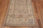 Bottom of A Stunning Artistic Tribal Rustic Feel Decorative Ivory Cream Color Modern Turkish Oushak Design Runner Rug 11201 by Nazmiyal Antique Rugs