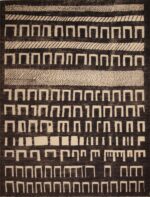Brown and Cream Color Graphic Tribal Primitive Geometric Pattern Modern Room Size Rug 11469 by Nazmiyal Antique Rugs