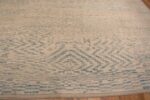 Close Up of A Beautiful Abstract Cream Light Blue Large Size Geometric Design Modern Area Rug #11821 by Nazmiyal Rugs