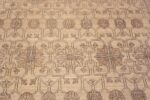 Close Up of Decorative Soft Neutral Cream Color Contemporary Tribal Geometric Modern Turkish Oushak Design Rug 11376 by Nazmiyal Antique Rugs