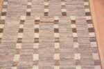 Close Up of Neutral Color Earthy Geometric Modern Hallway Runner Rug 11090 by Nazmiyal Antique Rugs