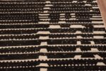 Close Up of Handmade Wool Pile Modern Contemporary Cream And Charcoal Color Area Rug 11574 by Nazmiyal Antique Rugs