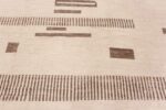 Close Up of Large Size Soft Cream Ivory Background And Brown Tribal Geometric Design Modern Area Rug 11850 by Nazmiyal Antique Rugs