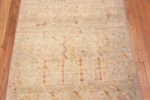 Close Up of Light Cream Color Background Rustic Tribal Geometric Design Modern Hallway Runner Rug 11013 by Nazmiyal Antique Rugs