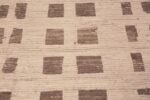 Close Up of Modern Cream Brown Tribal Geometric Room Size Area Rug 11682 by Nazmiyal Antique Rugs