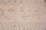 Close Up of Beautiful Modern Cream Background With Light Blue Artistic Primitive Tribal Geometric Design Room Size Area Rug 11575 by Nazmiyal Antique Rugs