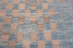 Close Up of Beautiful And Artistic Modern Tribal Geometric Checkboard Design Light Blue And Neutral Room Size Area Rug 11400 by Nazmiyal Antique Rugs