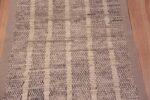 Close Up of Beautiful Neutral Grey Color Simplistic Geometric Design Modern Contemporary Hallway Runner Rug 11143 by Nazmiyal Antique Rugs