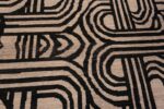 Close Up of Oversized Black and White Color Art Deco Design Contemporary Modern Area Rug 11853 by Nazmiyal Antique Rugs