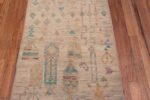 Close Up of Captivating And Artistic Pastel Color Contemporary Modern Rustic Tribal Geometric Design Hallway Runner Rug 11039 by Nazmiyal Antique Rugs