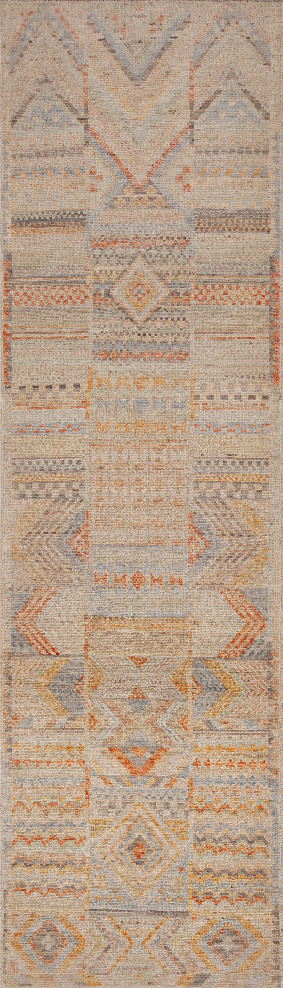 Contemporary Rustic Tribal Geometric Runner 11033 Nazmiyal