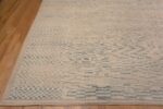 Corner of A Beautiful Abstract Cream Light Blue Large Size Geometric Design Modern Area Rug #11821 by Nazmiyal Rugs