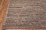 Corner of Facinating and Decorative Modern Abstract Minimalist Tribal Geometric Design In Earthtone Grey Color Room Size Area Rug 11649 by Nazmiyal Antique Rugs