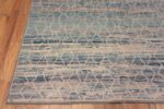 Corner of Artistic Light Blue Abrash Background Color Modern Tribal Geometric Pattern Modern Area Rug 11282 by Nazmiyal Antique Rugs