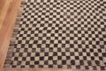 Corner of Black and White Checker Design Modern Central Asian Rug 11771 by Nazmiyal Antique Rugs